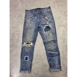 WODEN Selvedge Denim‎ Jeans Womens Sz 0 Blue Straight Leg Redline Button
